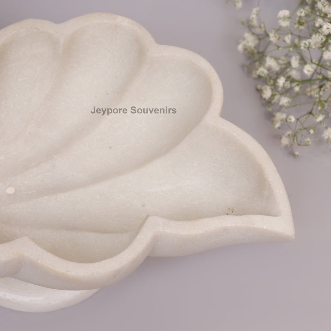 Handcrafted White Marble Swan-Shaped Urli Bowl with Pedestal Base