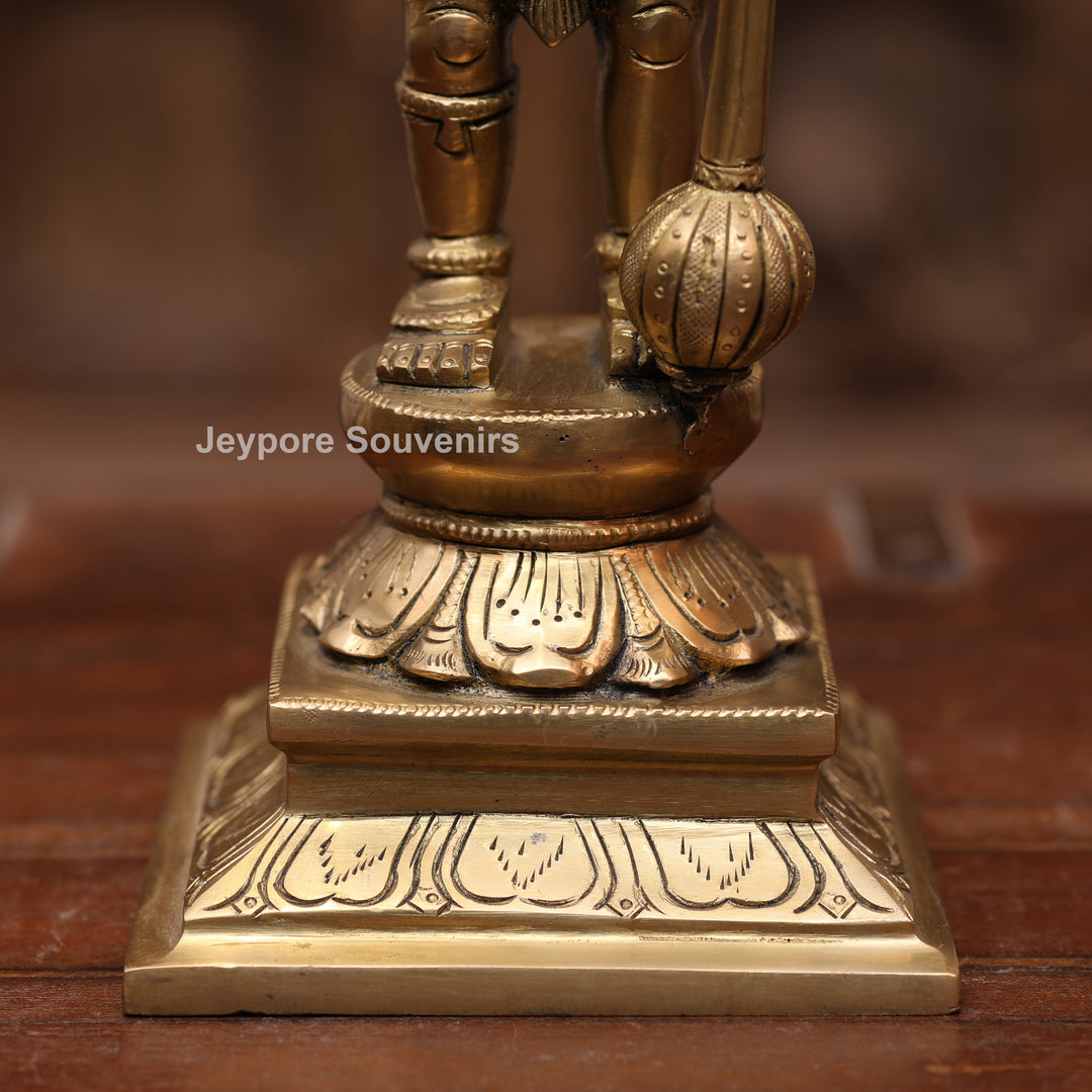 12" Handcrafted Brass Standing Hanuman Statue with Gada