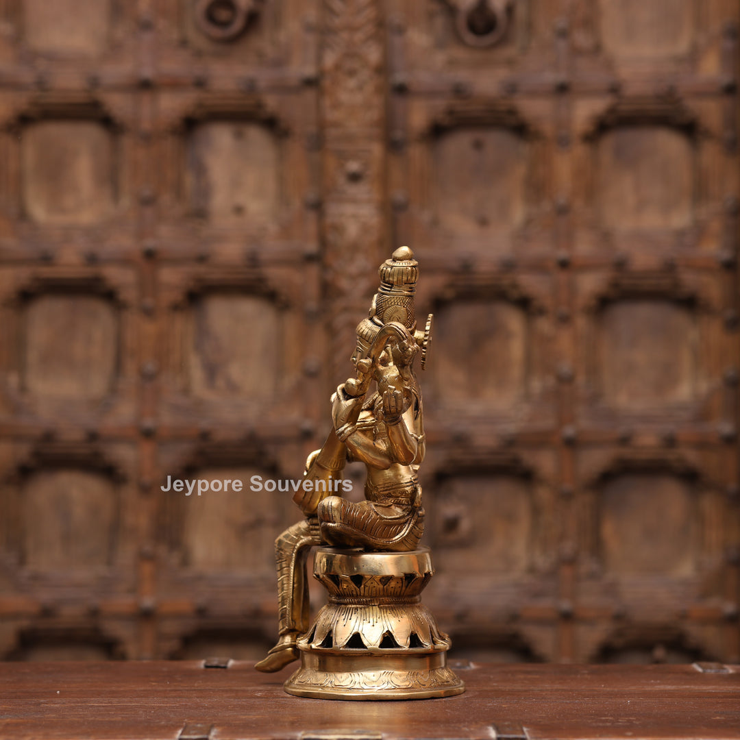12" Handcrafted Brass Goddess Saraswati Statue (Veena Dharini Idol)