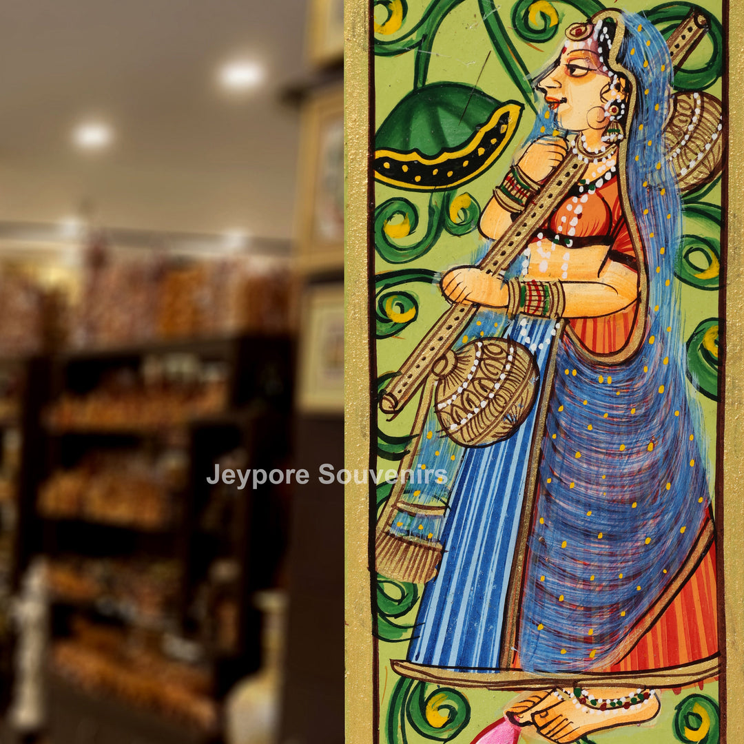Handcrafted Radha Krishna Pichwai Wooden Jharokha Wall Mirror