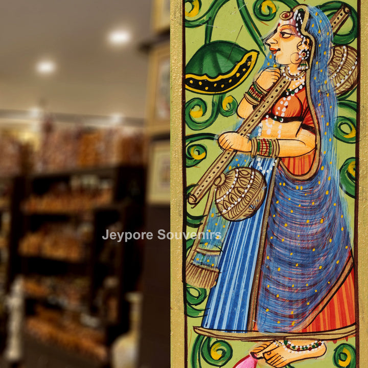 Handcrafted Radha Krishna Pichwai Wooden Jharokha Wall Mirror