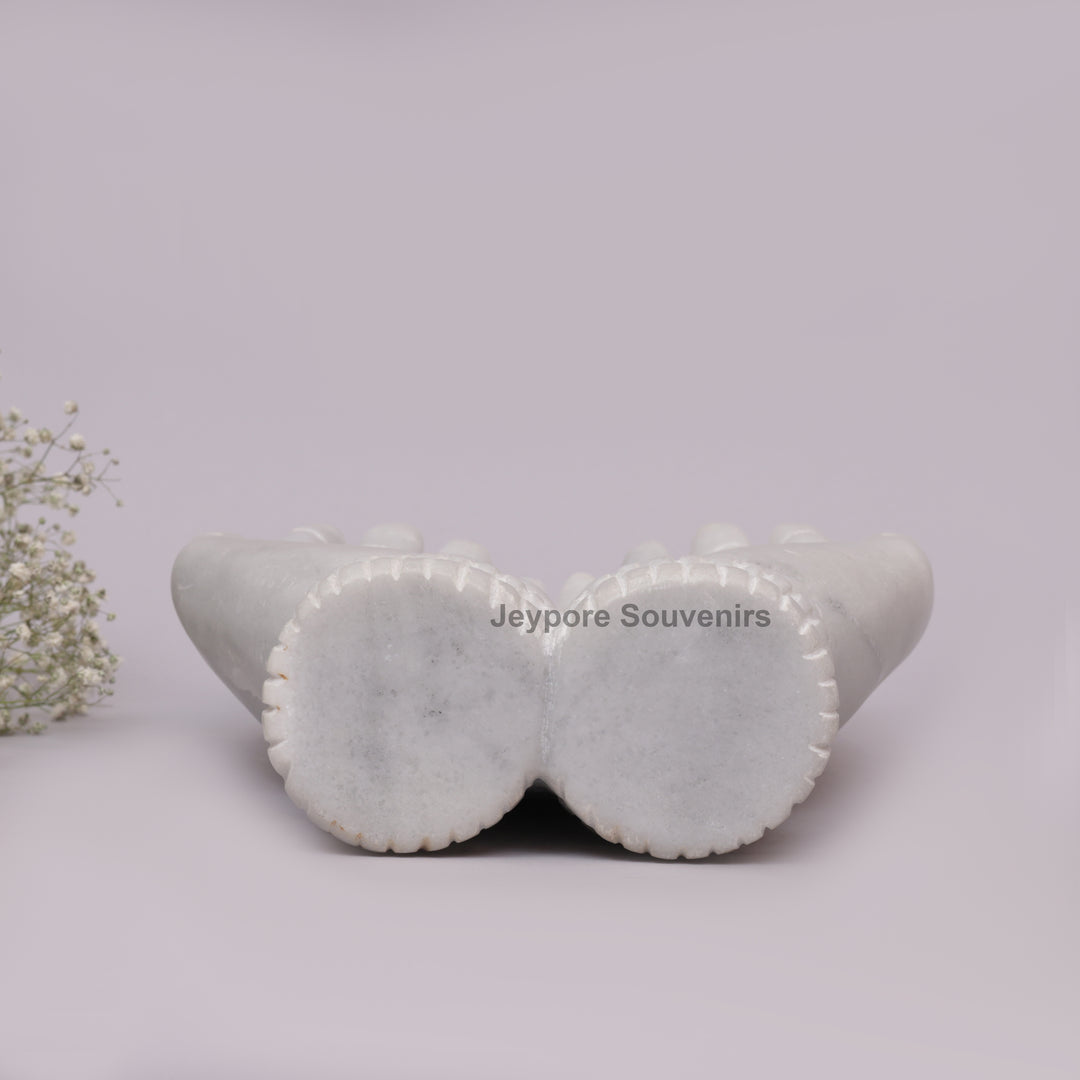 Handcrafted White Marble Cupped Hands Decorative Bowl