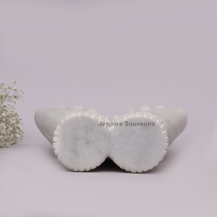 Handcrafted White Marble Cupped Hands Decorative Bowl