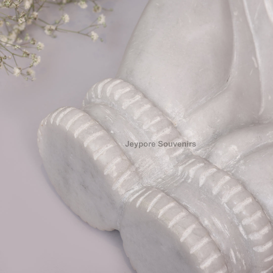 Handcrafted White Marble Cupped Hands Decorative Bowl