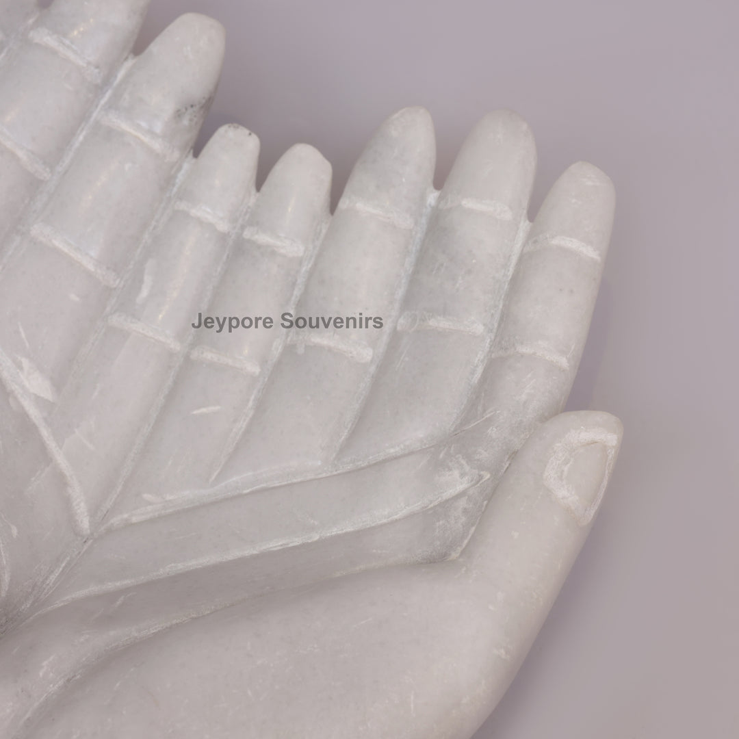 Handcrafted White Marble Cupped Hands Decorative Bowl