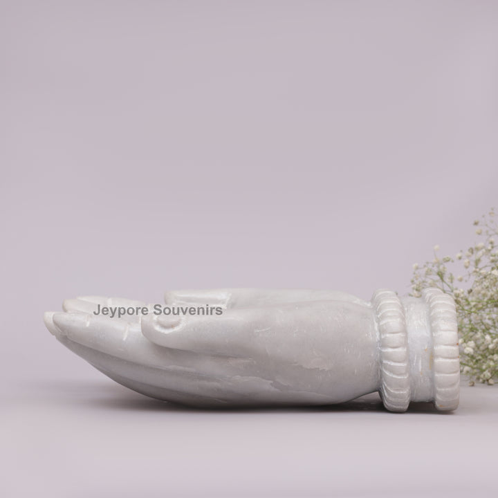 Handcrafted White Marble Cupped Hands Decorative Bowl
