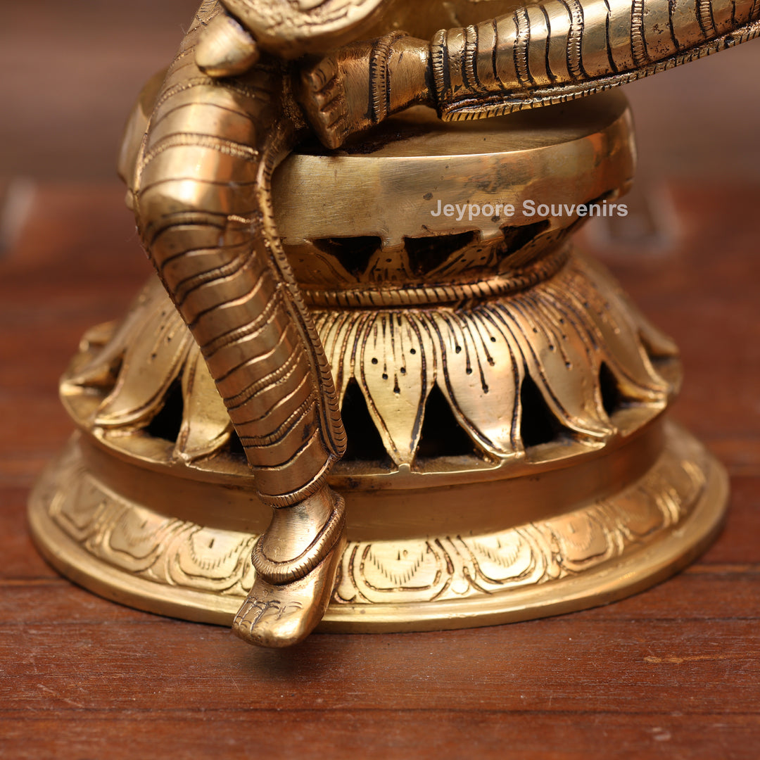 12" Handcrafted Brass Goddess Saraswati Statue (Veena Dharini Idol)