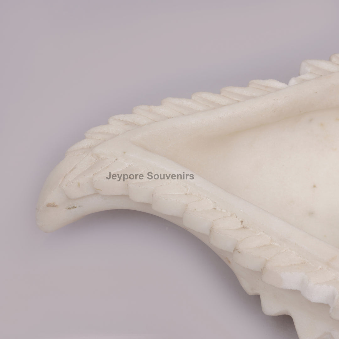 Hand-Carved White Marble Conch Shell Decorative Urli Bowl