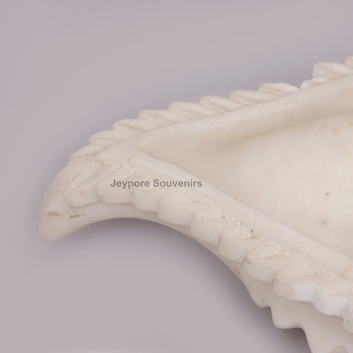 Hand-Carved White Marble Conch Shell Decorative Urli Bowl
