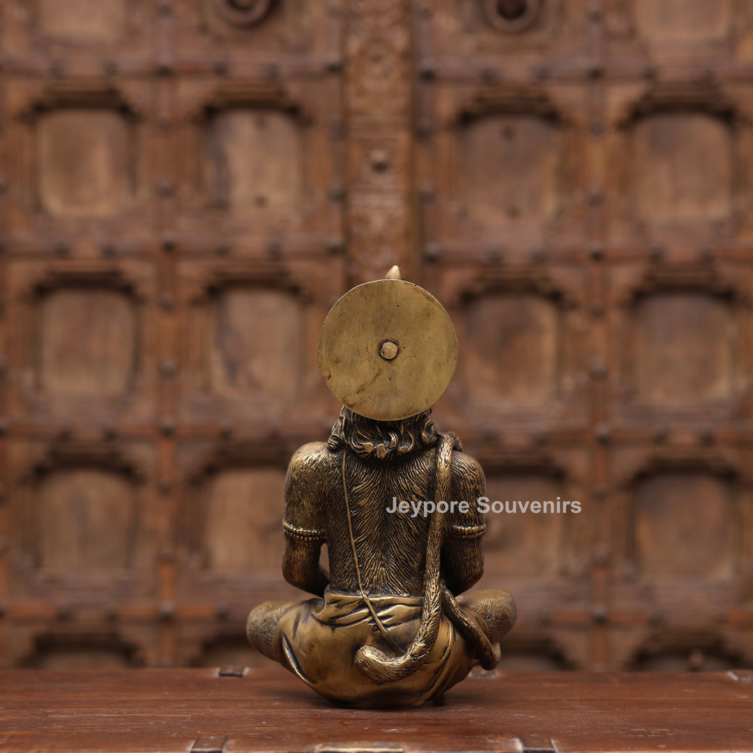 12" Handcrafted Brass Spiritual Meditating Hanuman Statue