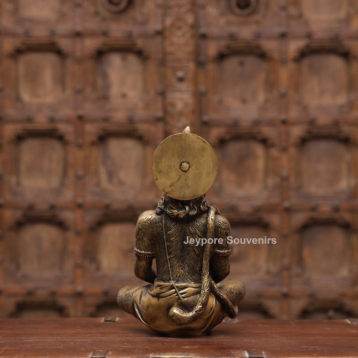 12" Handcrafted Brass Spiritual Meditating Hanuman Statue