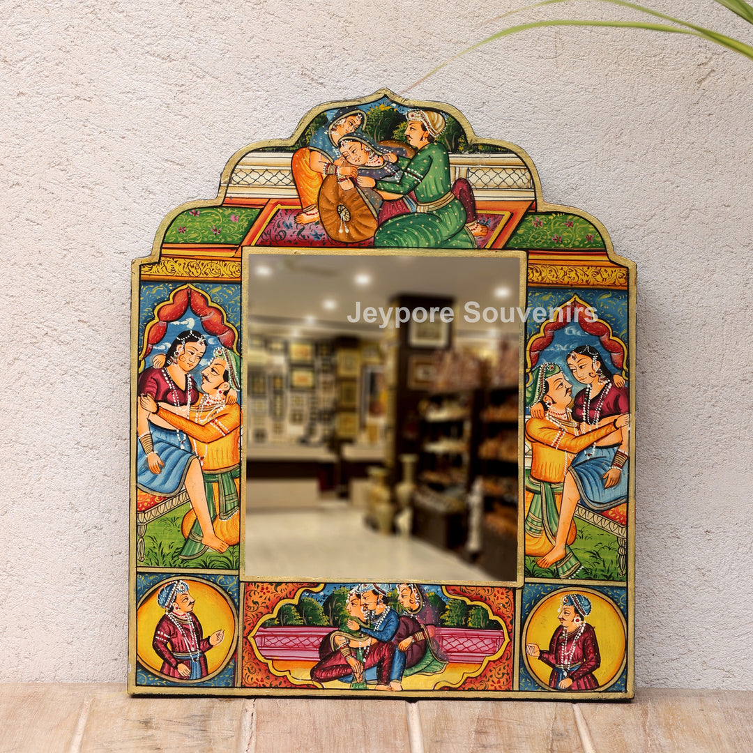 Handcrafted Royal Rajasthani Miniature Art Wooden Jharokha Mirror