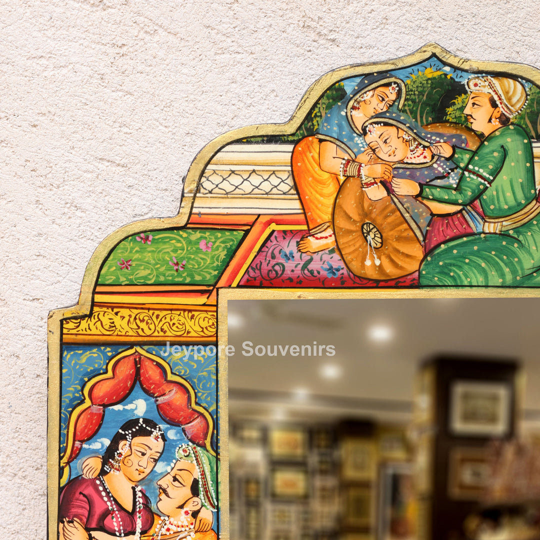 Handcrafted Royal Rajasthani Miniature Art Wooden Jharokha Mirror