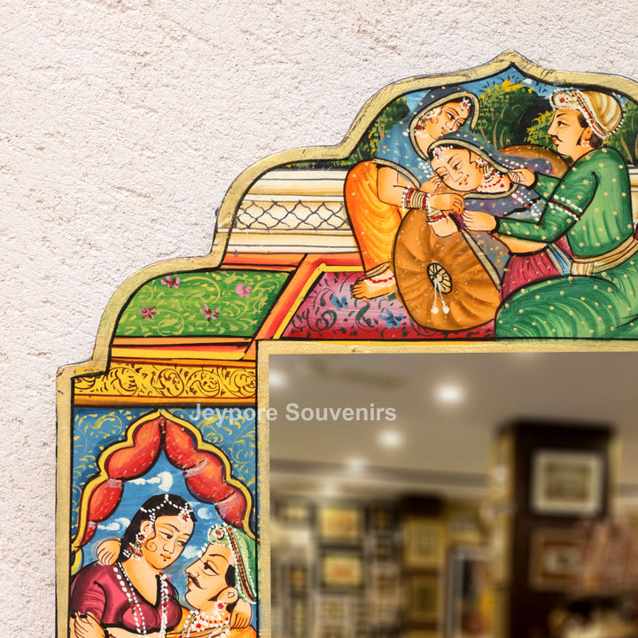 Handcrafted Royal Rajasthani Miniature Art Wooden Jharokha Mirror