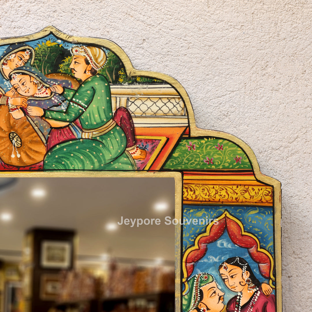 Handcrafted Royal Rajasthani Miniature Art Wooden Jharokha Mirror