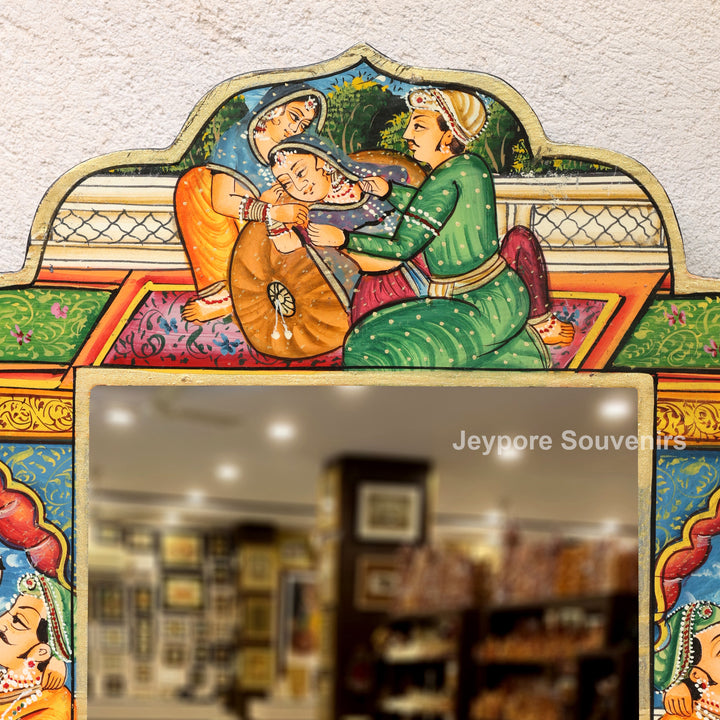 Handcrafted Royal Rajasthani Miniature Art Wooden Jharokha Mirror