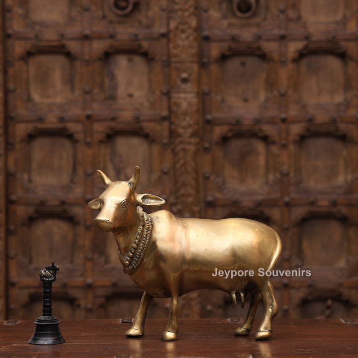 10" Handcrafted Brass Standing Cow Idol