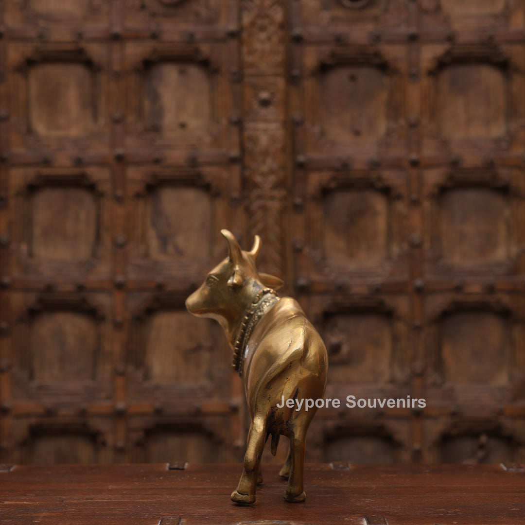 10" Handcrafted Brass Standing Cow Idol