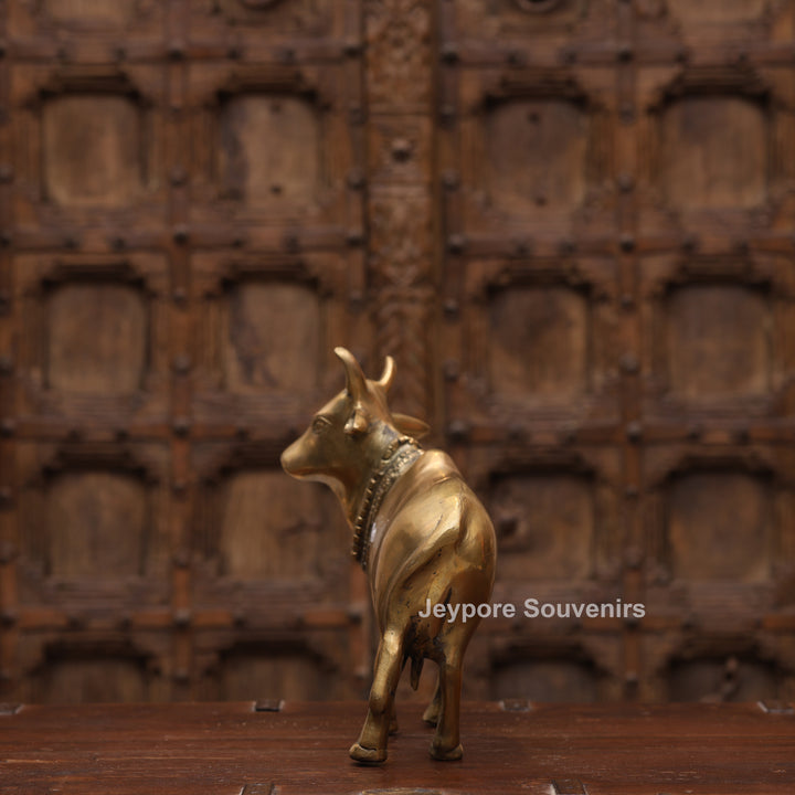 10" Handcrafted Brass Standing Cow Idol