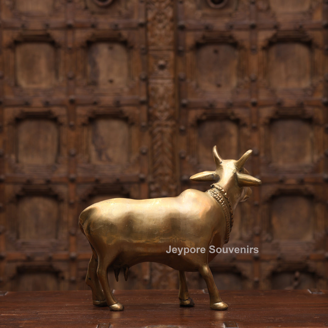 10" Handcrafted Brass Standing Cow Idol