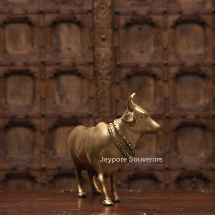 10" Handcrafted Brass Standing Cow Idol