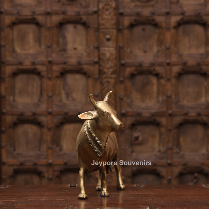 10" Handcrafted Brass Standing Cow Idol