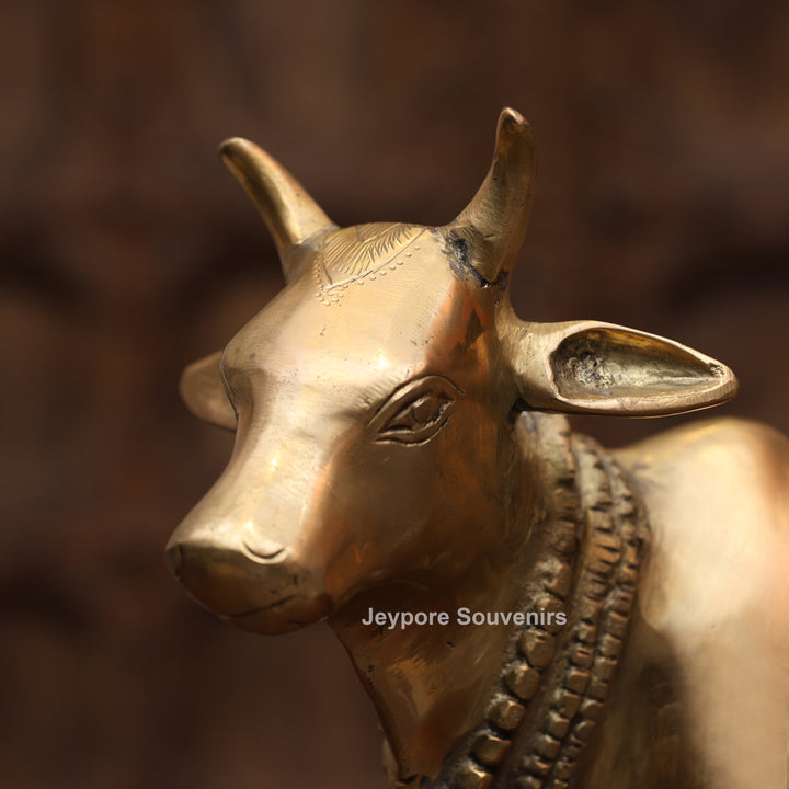 10" Handcrafted Brass Standing Cow Idol