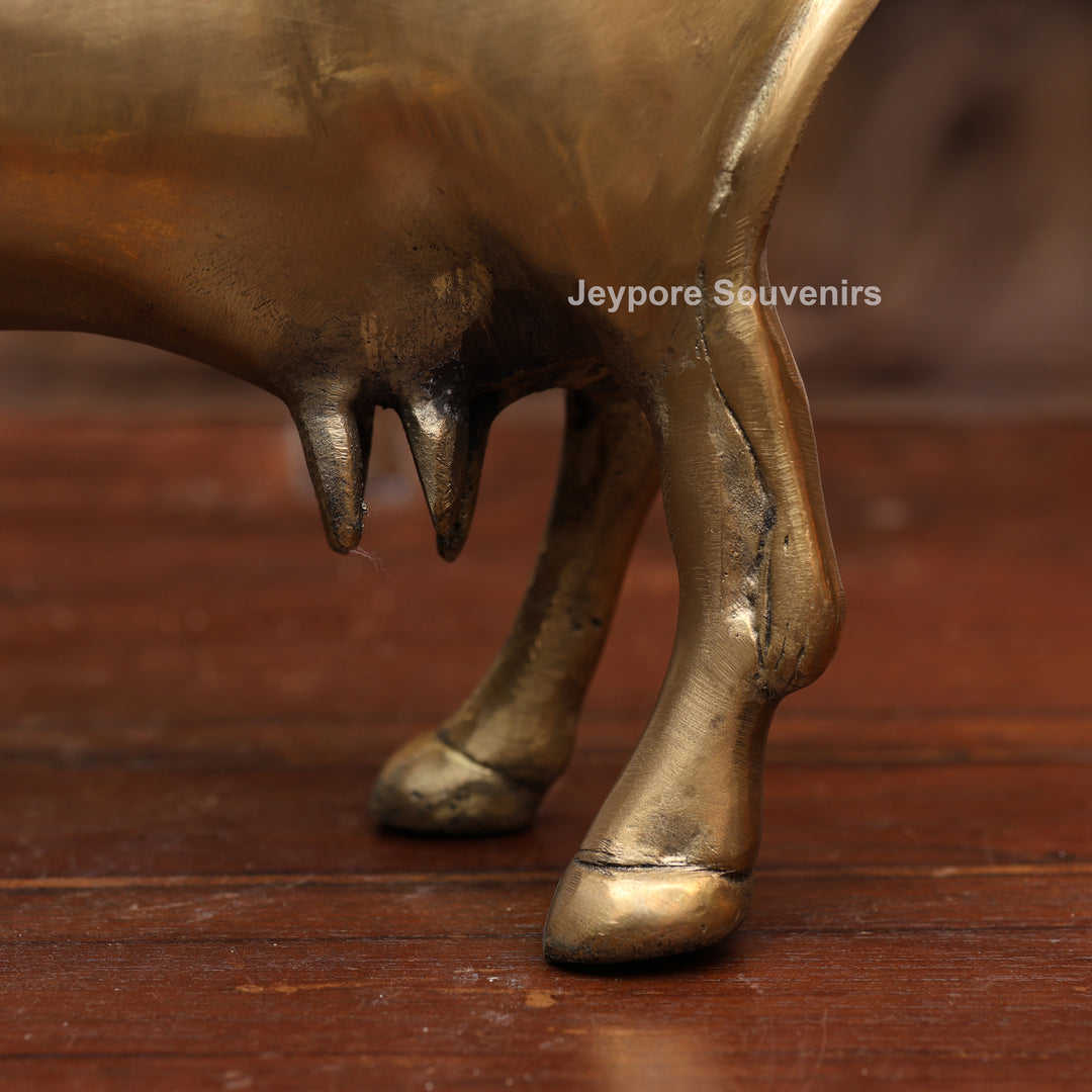 10" Handcrafted Brass Standing Cow Idol