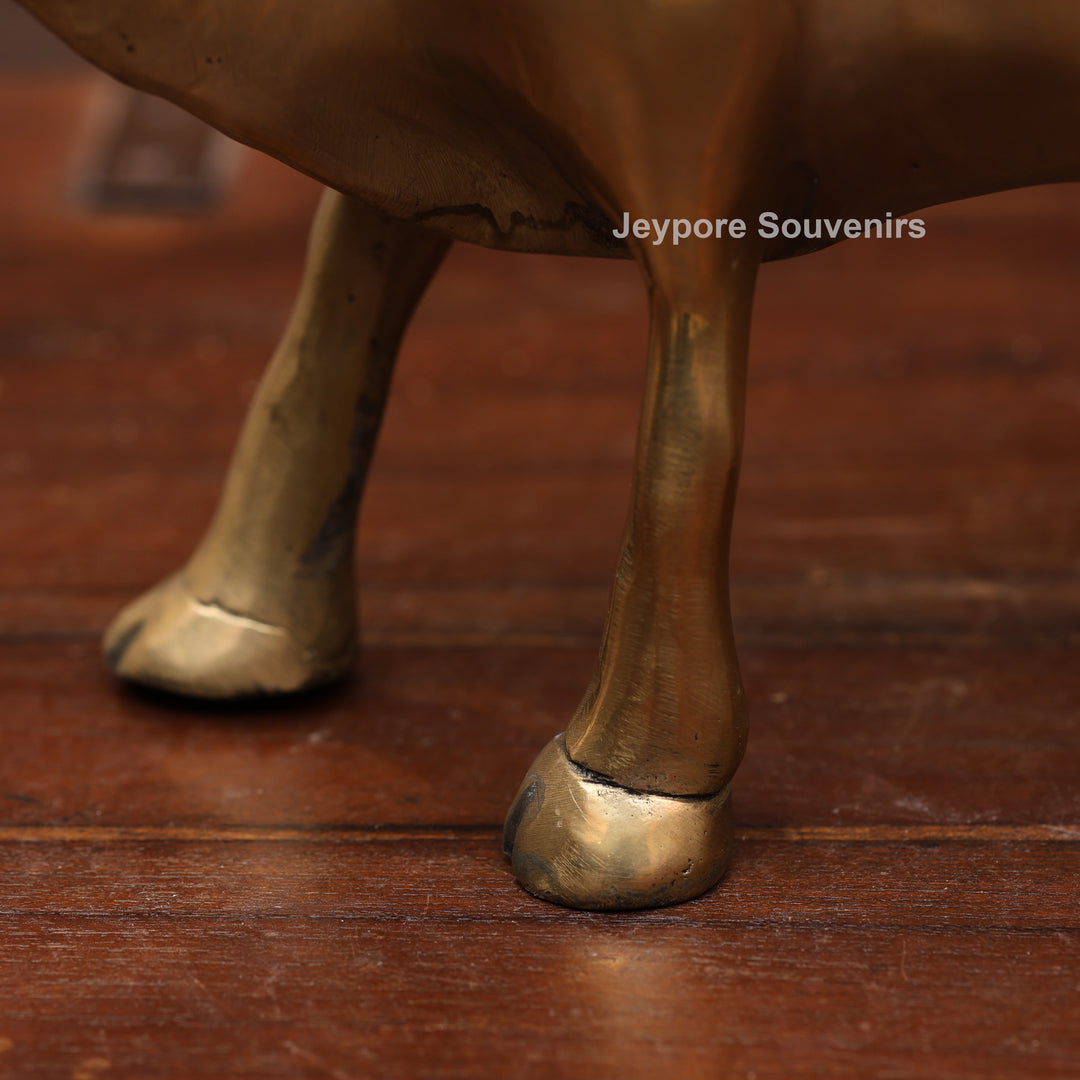 10" Handcrafted Brass Standing Cow Idol