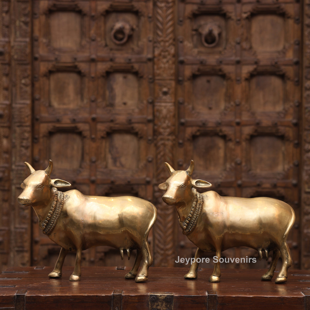 10" Handcrafted Brass Standing Cow Idol