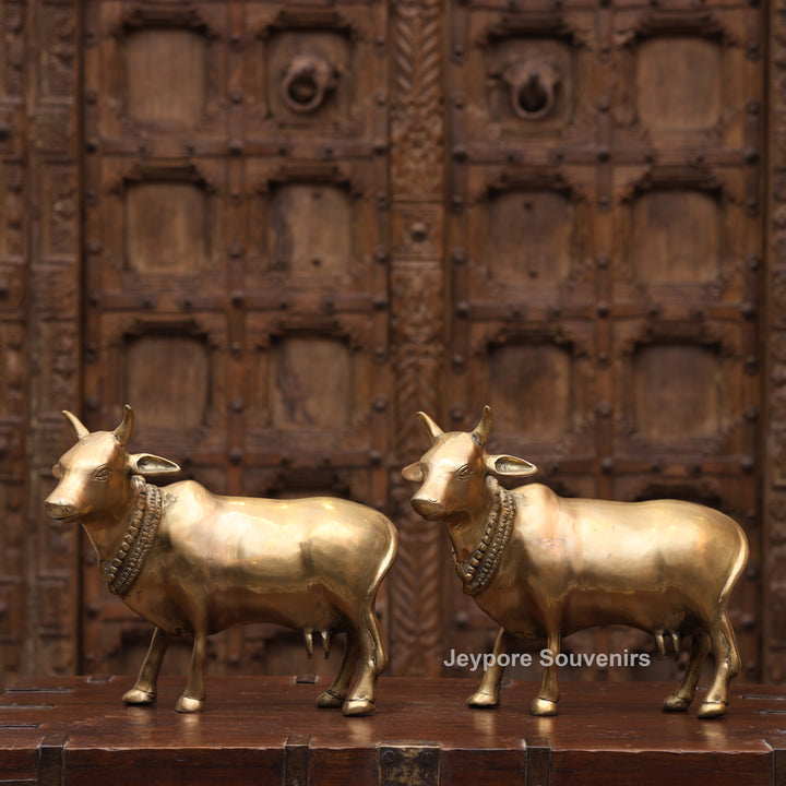10" Handcrafted Brass Standing Cow Idol