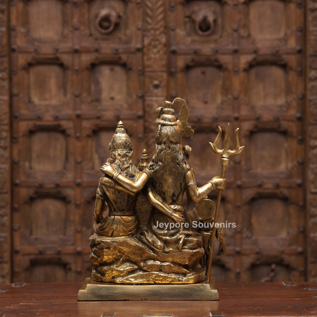 15" Handcrafted Brass Shiva Parivar Statue with Ganesha &amp; Kartikeya
