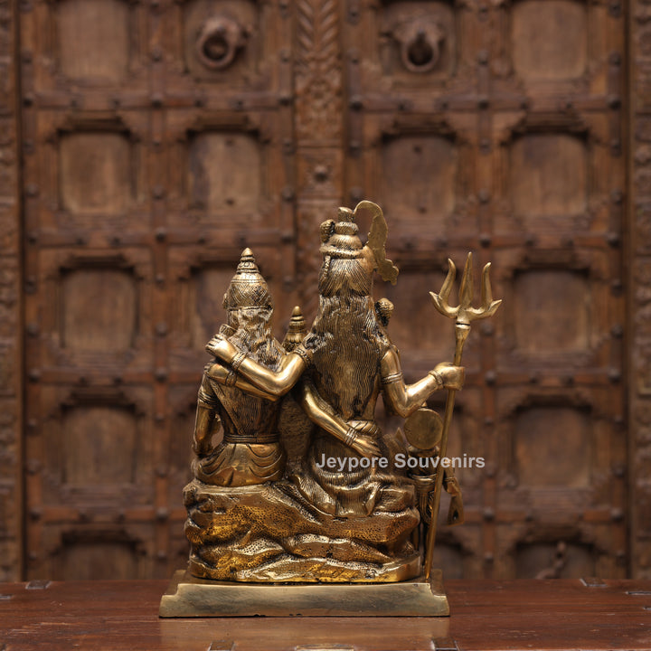 15" Handcrafted Brass Shiva Parivar Statue with Ganesha &amp; Kartikeya