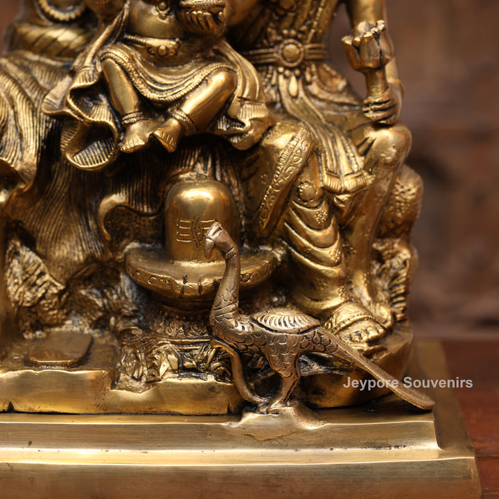 15" Handcrafted Brass Shiva Parivar Statue with Ganesha &amp; Kartikeya