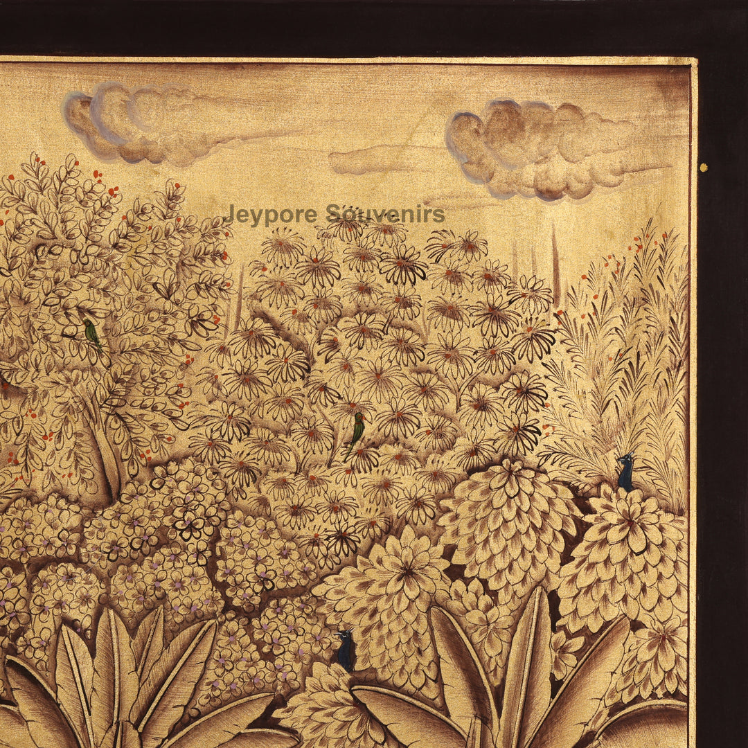 Hand-Painted Gold Leaf Krishna with Cows - Pichwai
