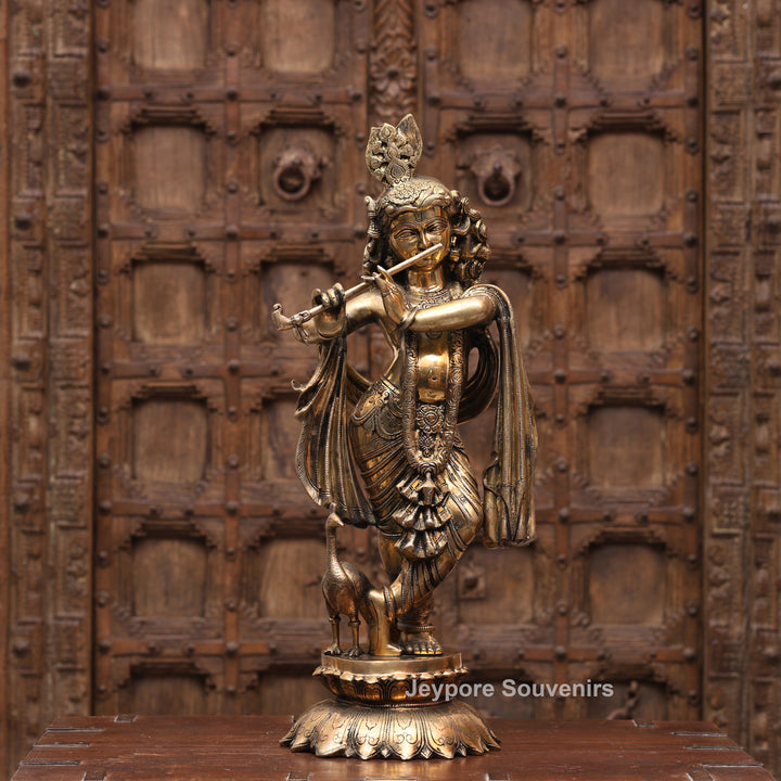 26" Handcrafted Brass Radha Krishna Idol Pair