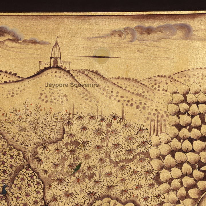 Hand-Painted Gold Leaf Krishna with Cows - Pichwai