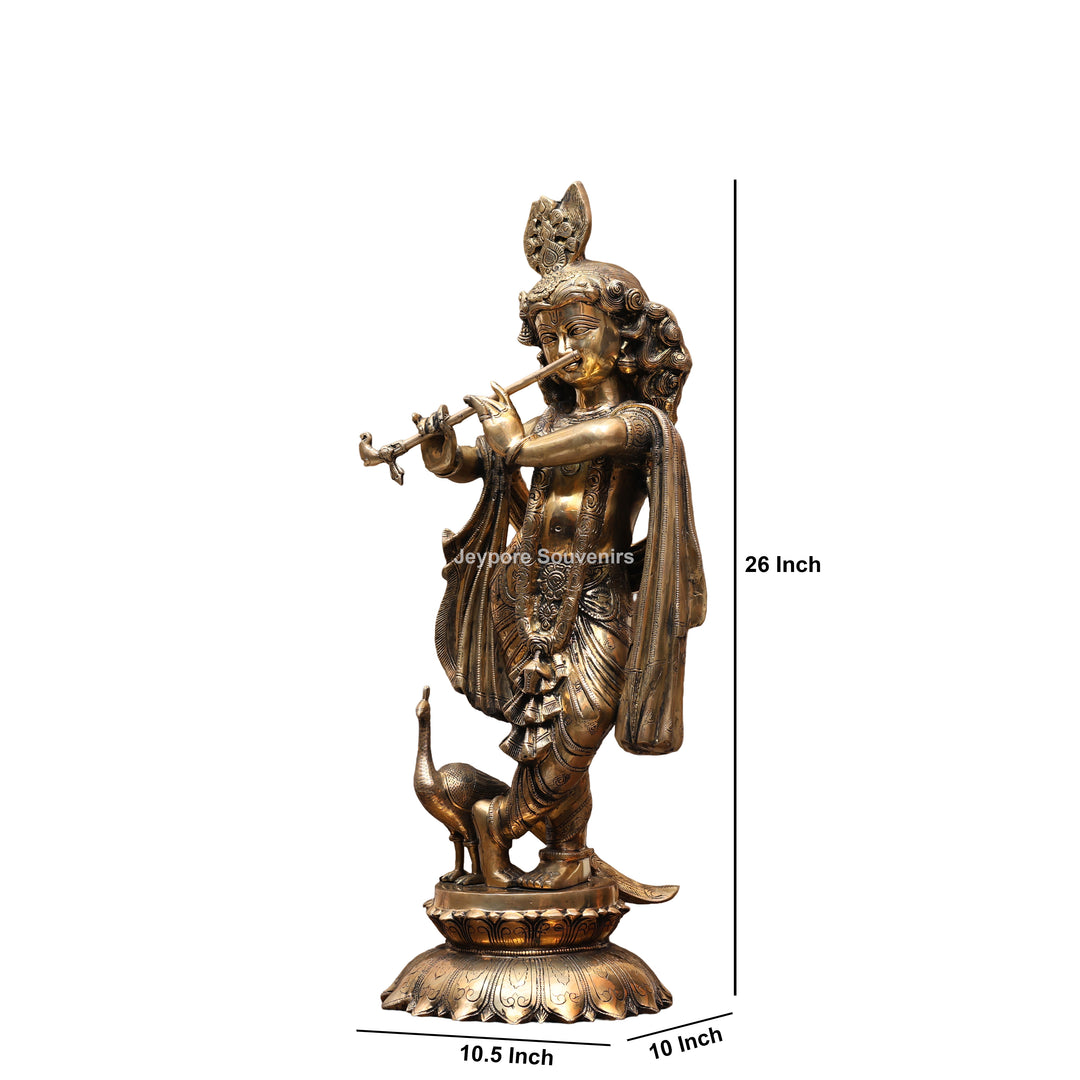 26" Handcrafted Brass Radha Krishna Idol Pair