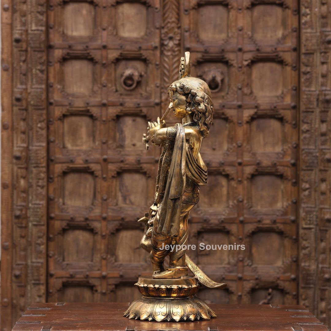 26" Handcrafted Brass Radha Krishna Idol Pair