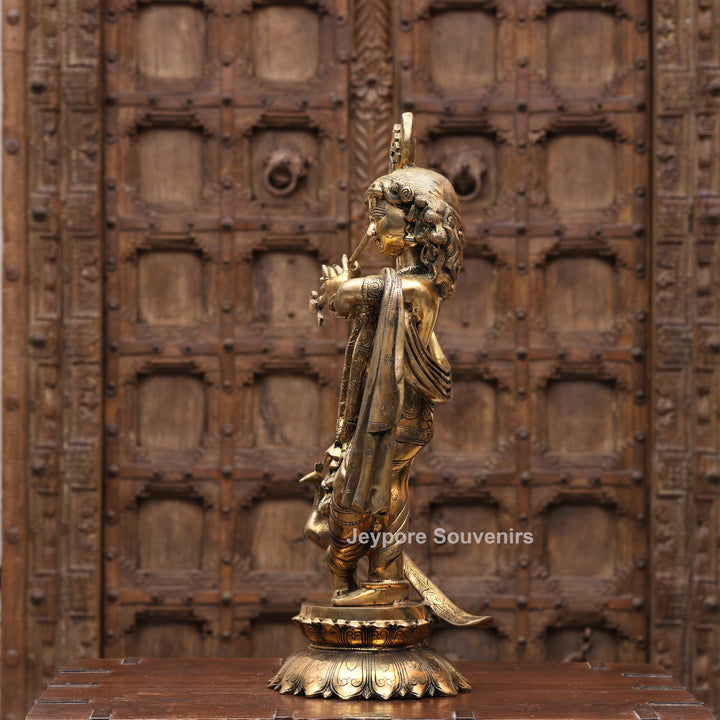 26" Handcrafted Brass Radha Krishna Idol Pair