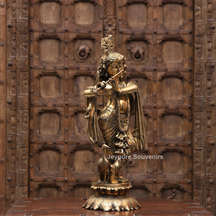 26" Handcrafted Brass Radha Krishna Idol Pair