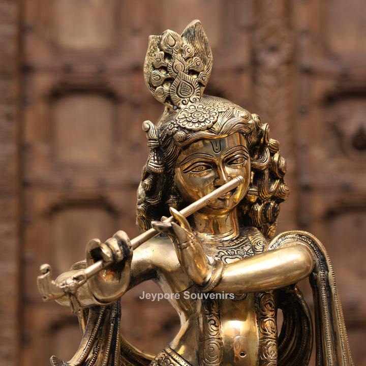 26" Handcrafted Brass Radha Krishna Idol Pair