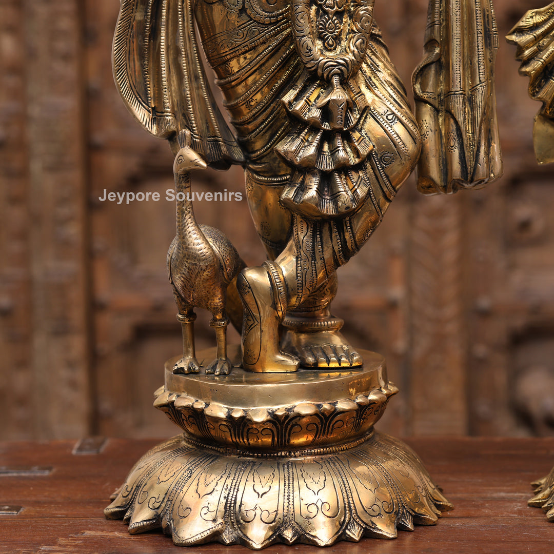 26" Handcrafted Brass Radha Krishna Idol Pair