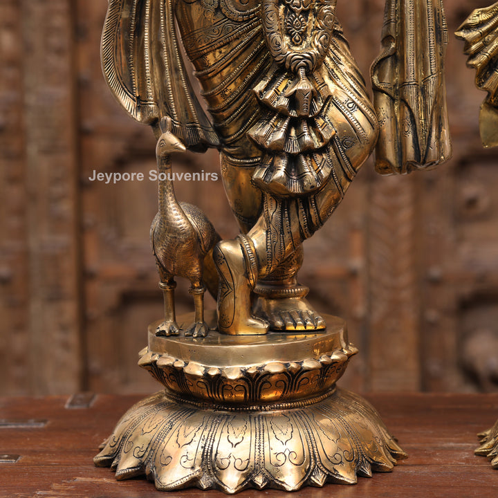 26" Handcrafted Brass Radha Krishna Idol Pair