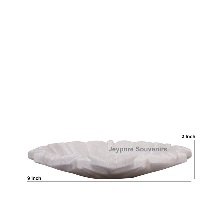 Handcrafted White Marble Lotus Urli Bowl with Carved Petals