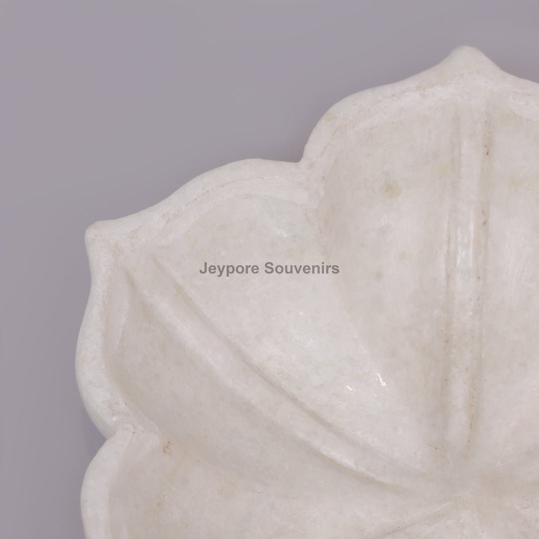 Handcrafted White Marble Lotus Flower Urli Bowl For Home Decor