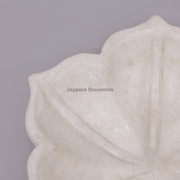 Handcrafted White Marble Lotus Flower Urli Bowl For Home Decor