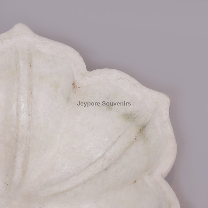 Handcrafted White Marble Lotus Flower Urli Bowl For Home Decor