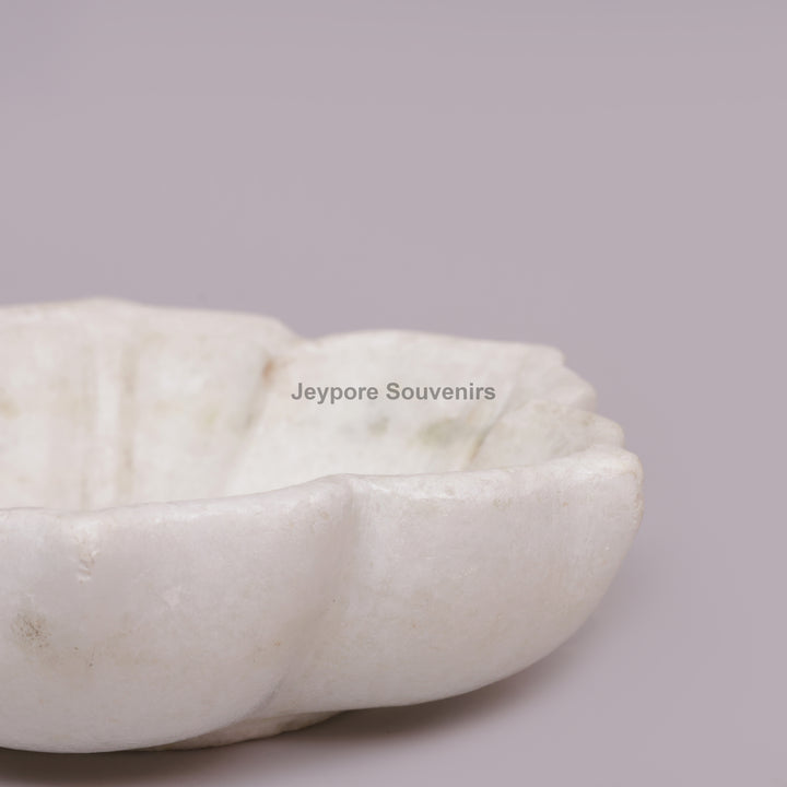 Handcrafted White Marble Lotus Flower Urli Bowl For Home Decor