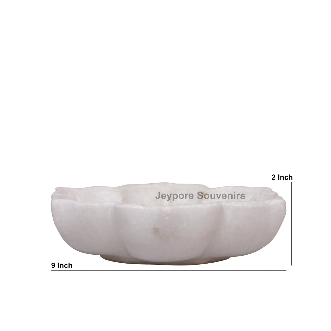 Handcrafted White Marble Lotus Flower Urli Bowl For Home Decor
